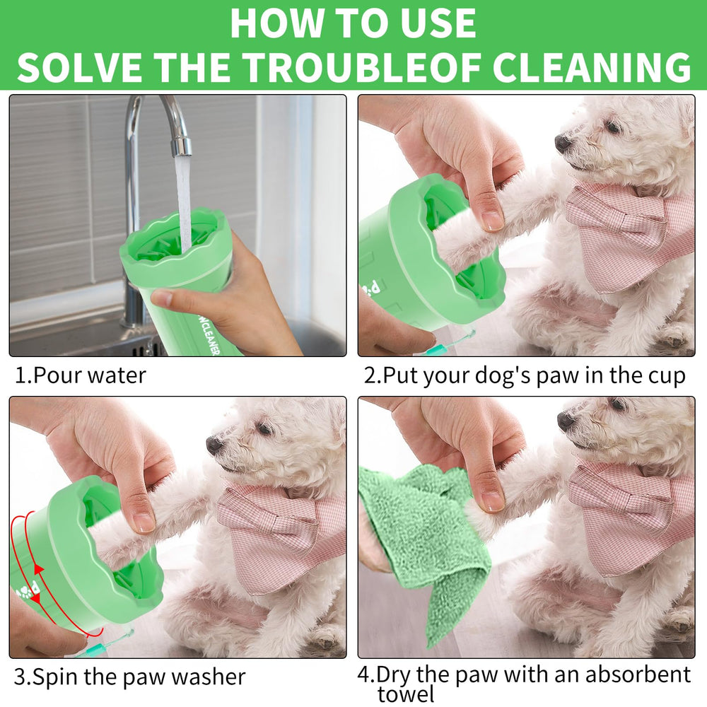 Comotech paw cleaner close-up highlights gentle silicone bristles for pet comfort.