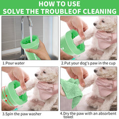 Comotech paw cleaner close-up highlights gentle silicone bristles for pet comfort.
