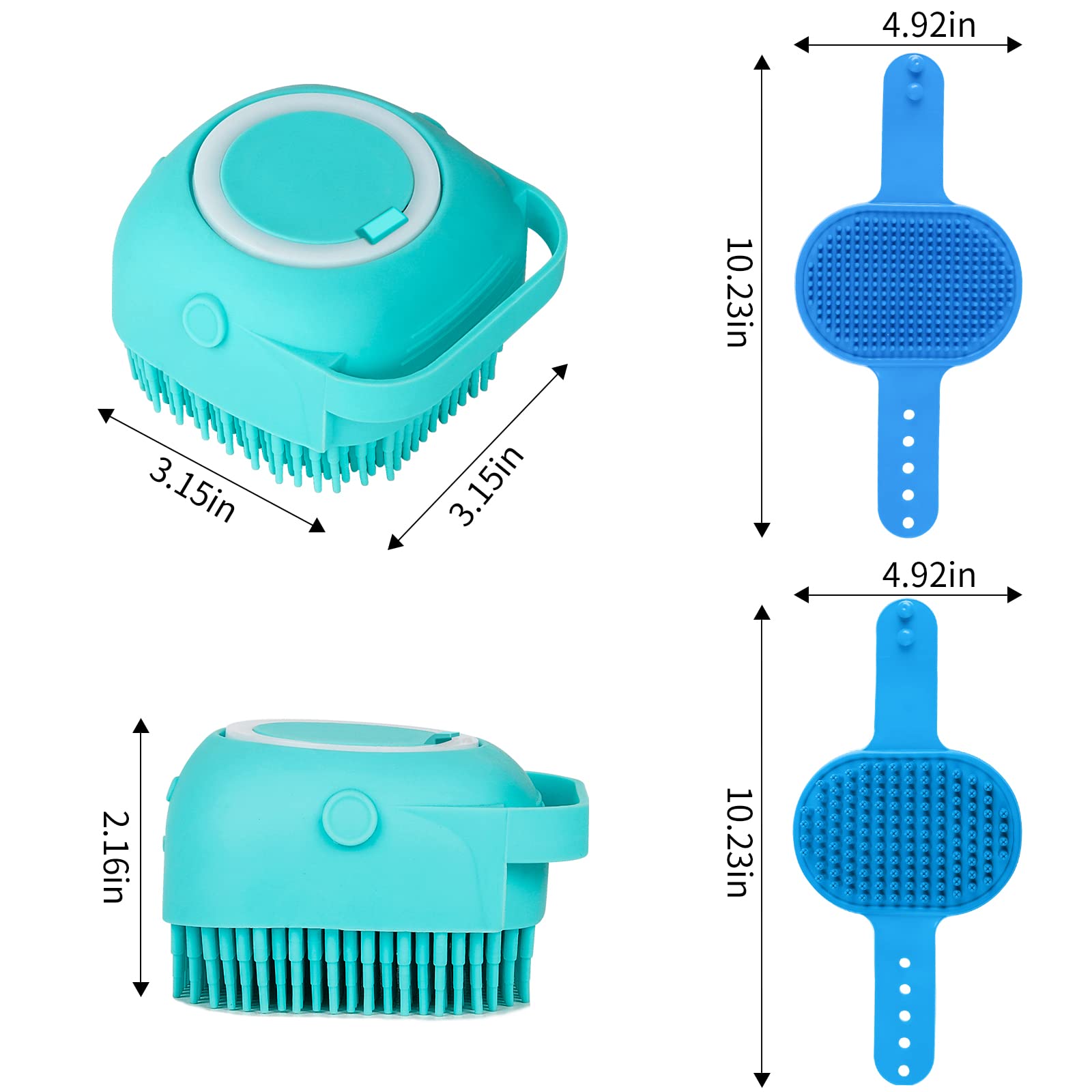 Comotech pet massage grooming brush captures soothing grooming during bath time.