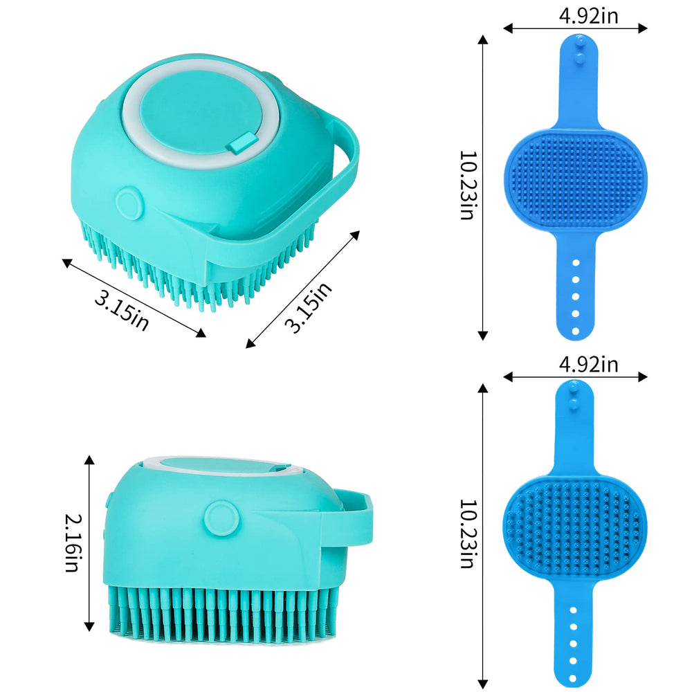 Comotech pet massage grooming brush captures soothing grooming during bath time.