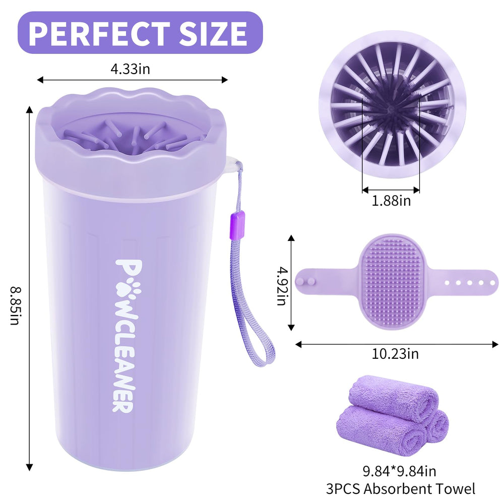 Comotech portable paw cleaner with bath brush for mess-free washing