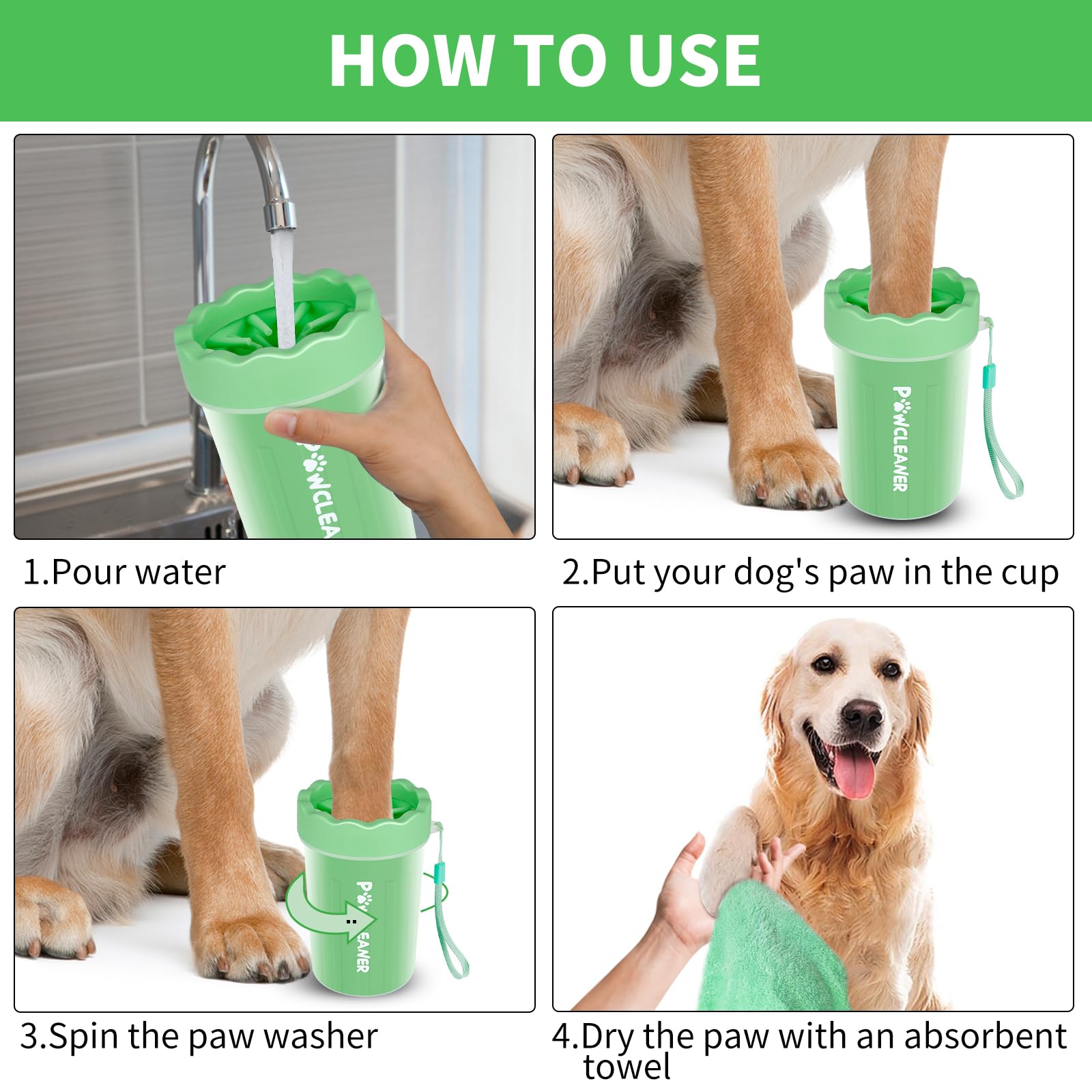 Comotech absorbent towels dry paws quickly after washing sessions.