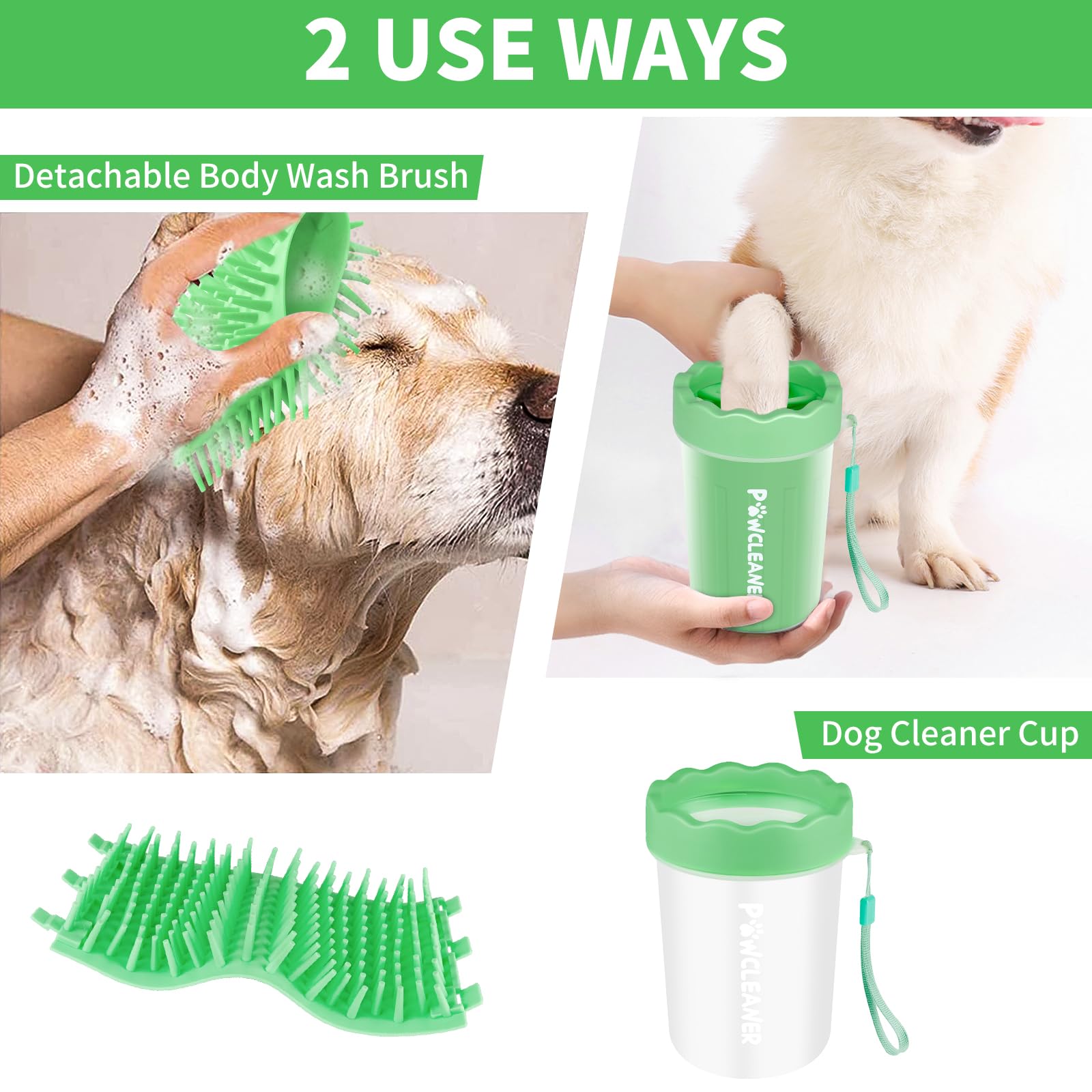 Comotech medium size paw cleaner fits paws 1.5 to 2.5 inches wide.