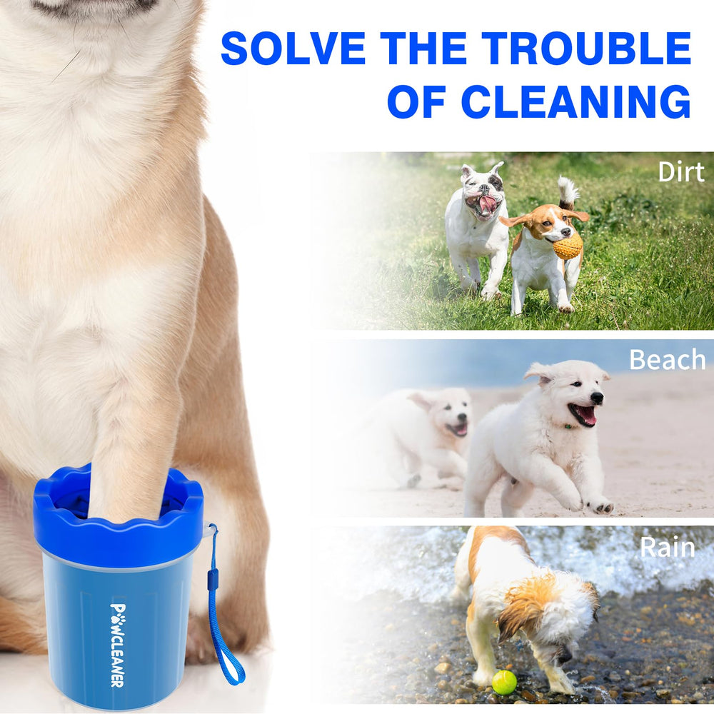 Comotech silicone brush closeup highlights skin-friendly brushing during paw washing.