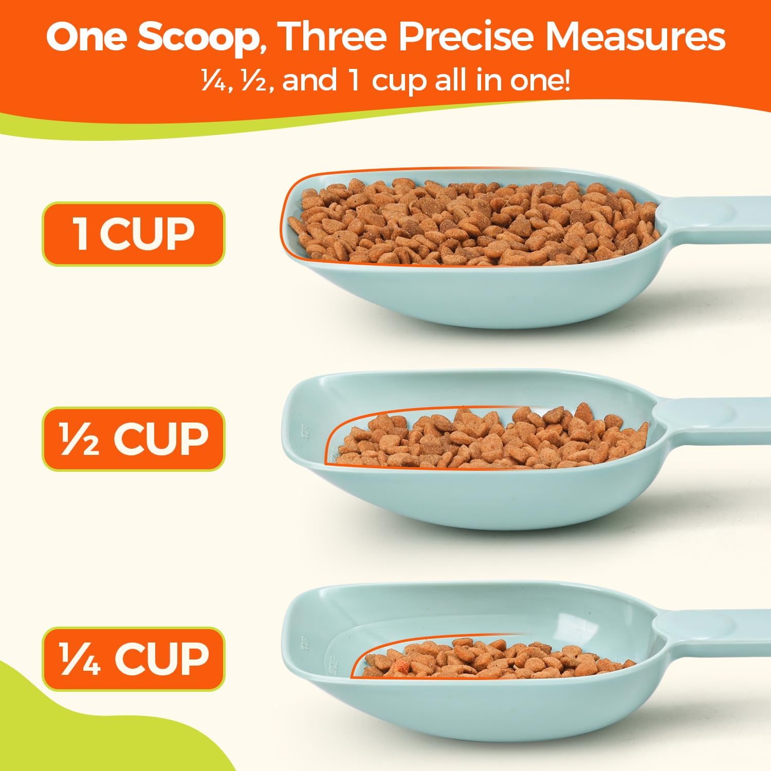 ComSaf BPA-free dog scoop emphasizes food-grade safety for kibble.
