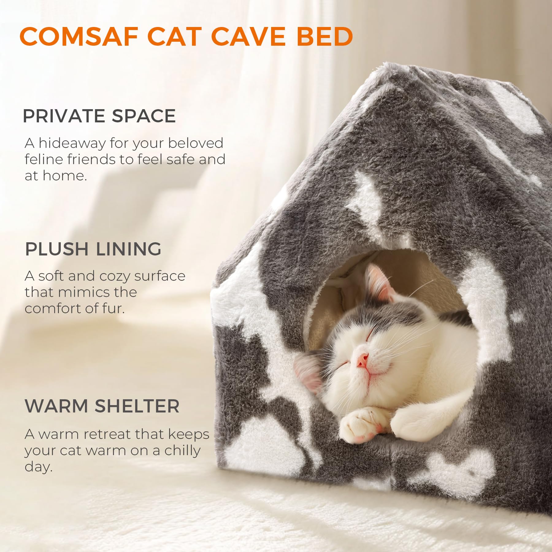 ComSaf Cat Bed House with cotton cushion for soft naps