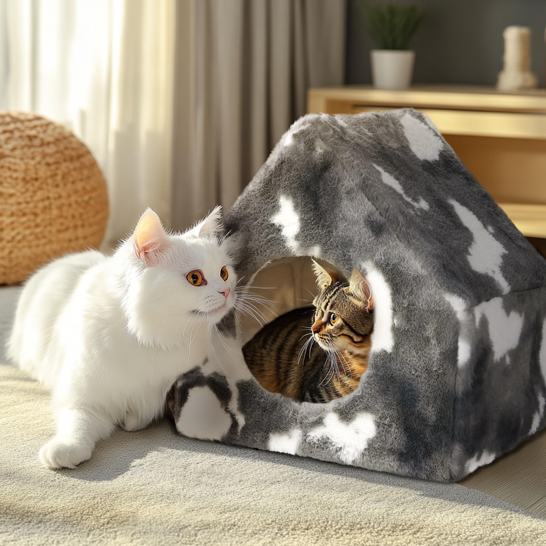 ComSaf Cat Bed House non-slip base helps prevent sliding on floors