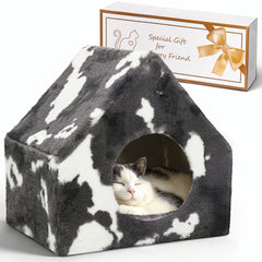 ComSaf Cat Bed House with warm plush fabric for cozy indoor comfort