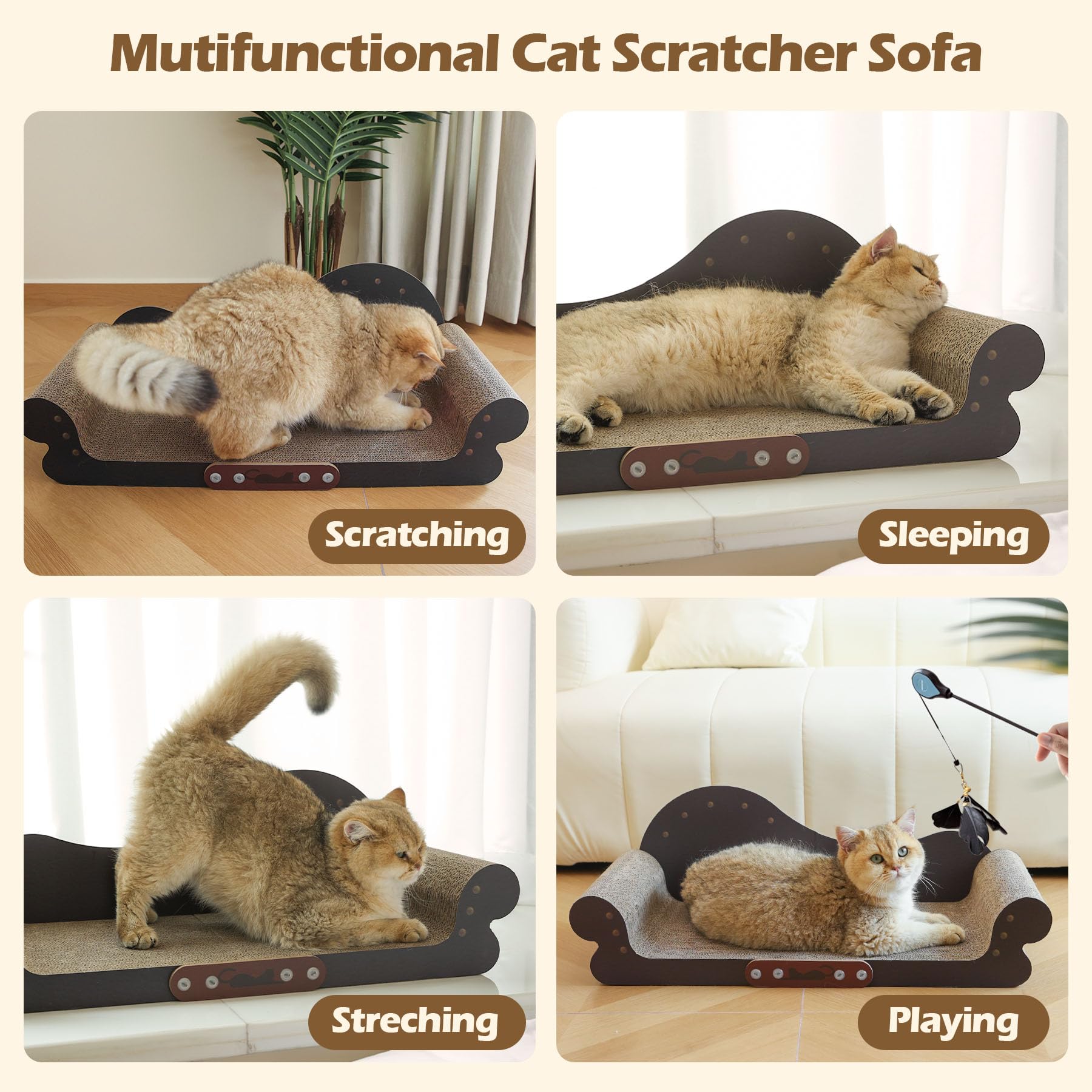 ComSaf cat scratcher bed armrests provide head and neck support