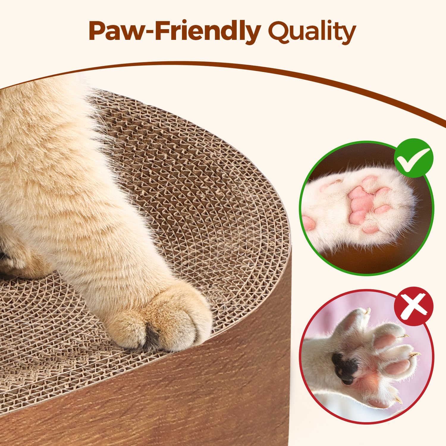 ComSaf Cat Scratcher Bed - bark-like texture close-up invites satisfying scratches
