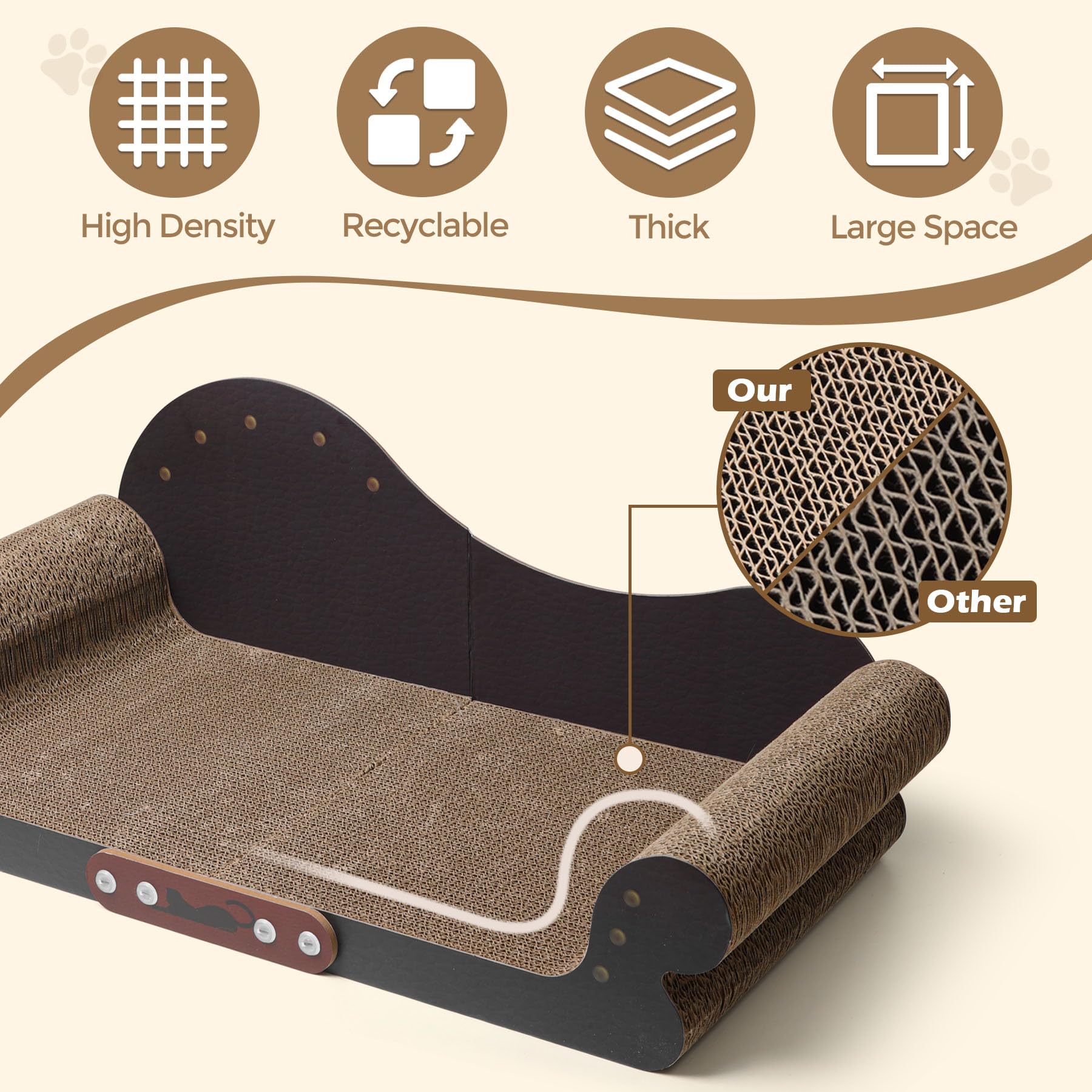 ComSaf cat scratcher bed bark-texture detail mimicking natural surfaces