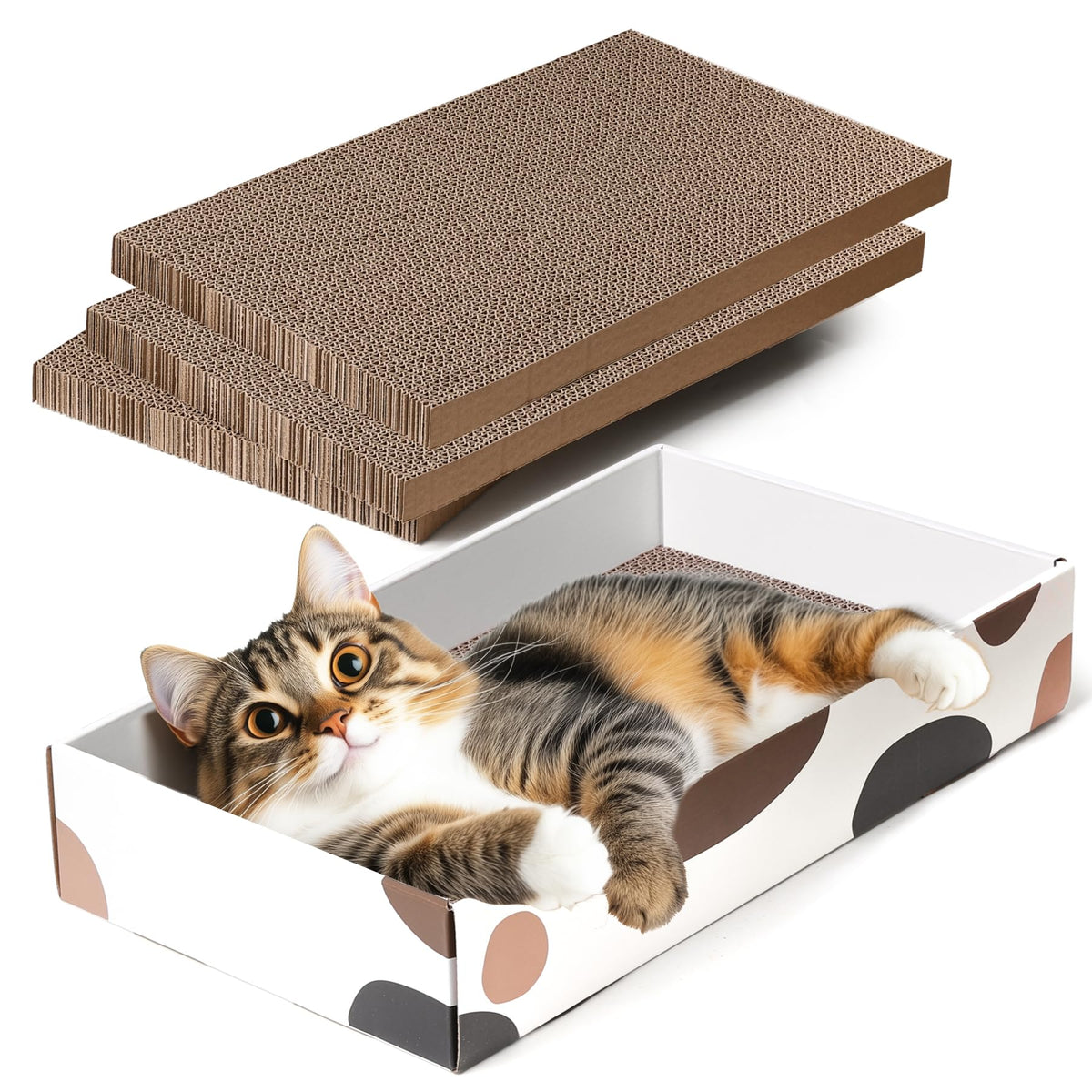ComSaf Cat Scratcher Cardboard Indoor top view, durable corrugate for satisfying scratching