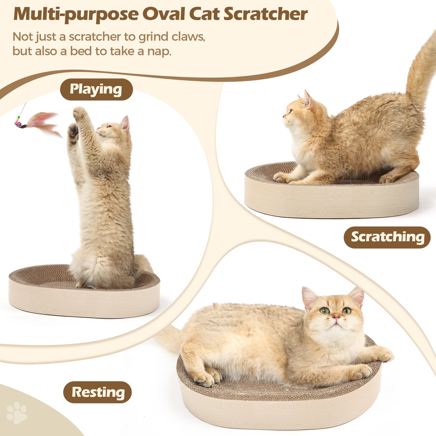 ComSaf Cat Scratching Board dense cardboard texture demonstrates durable scratching and bed comfort for kittens.