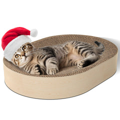 ComSaf Cat Scratching Board front view shows oval bed for spine-friendly comfort.