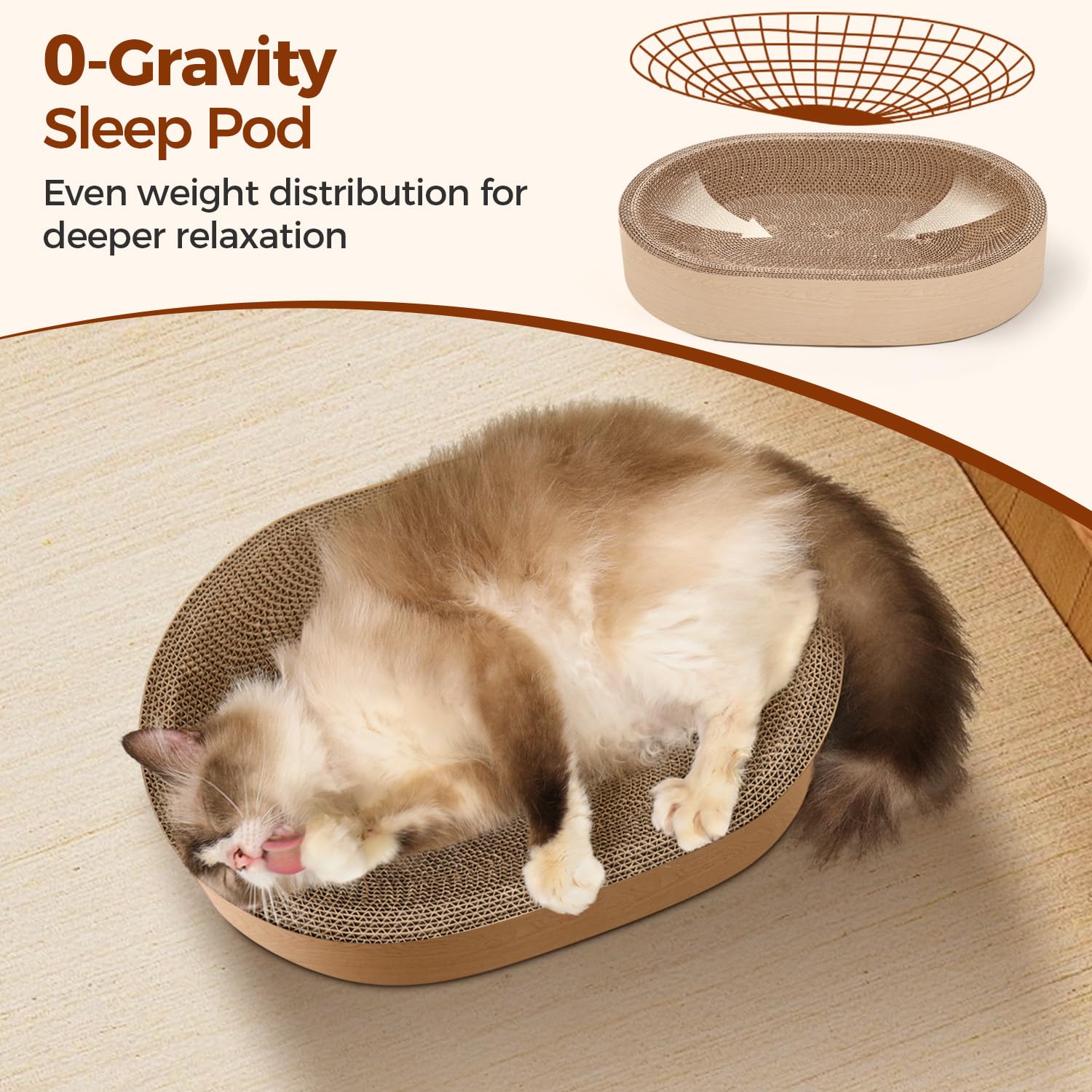 ComSaf Cat Scratching Board sealed base demonstrates debris-catching design keeps floors clean.