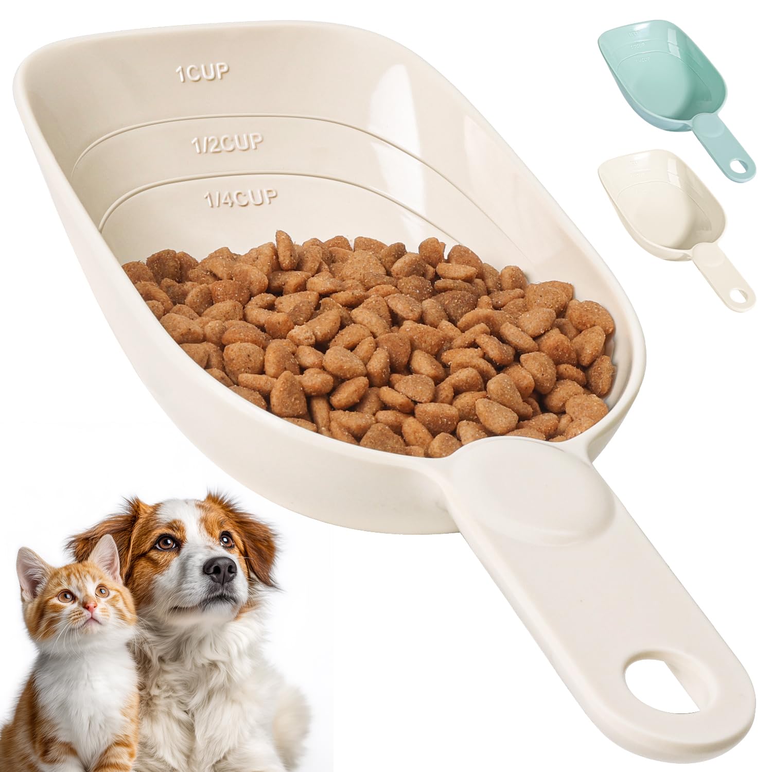 ComSaf dog food scoop 1cup demonstrates precise portion control for daily meals.