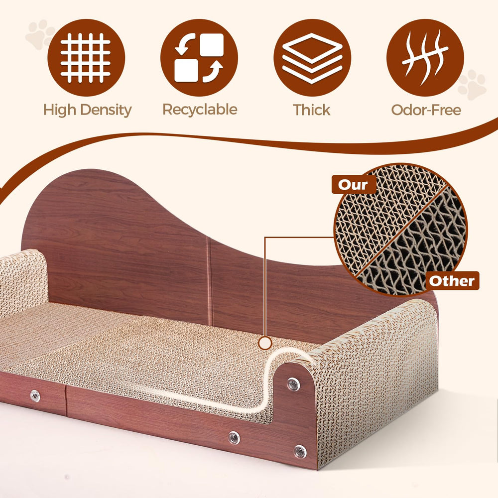 ComSaf scratcher with pillow-like armrests provides neck support during lounging.