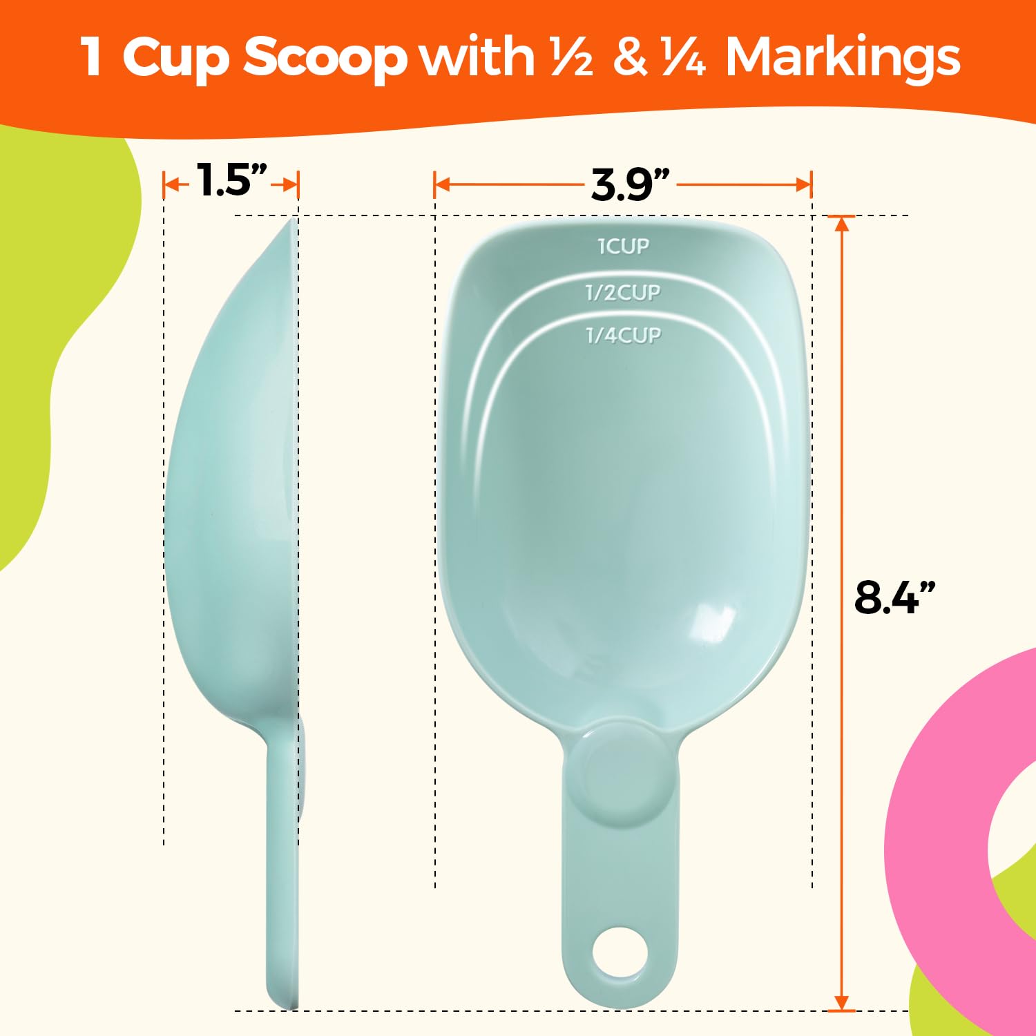 ComSaf dog scoop smooth surface cleans easily and is dishwasher safe.