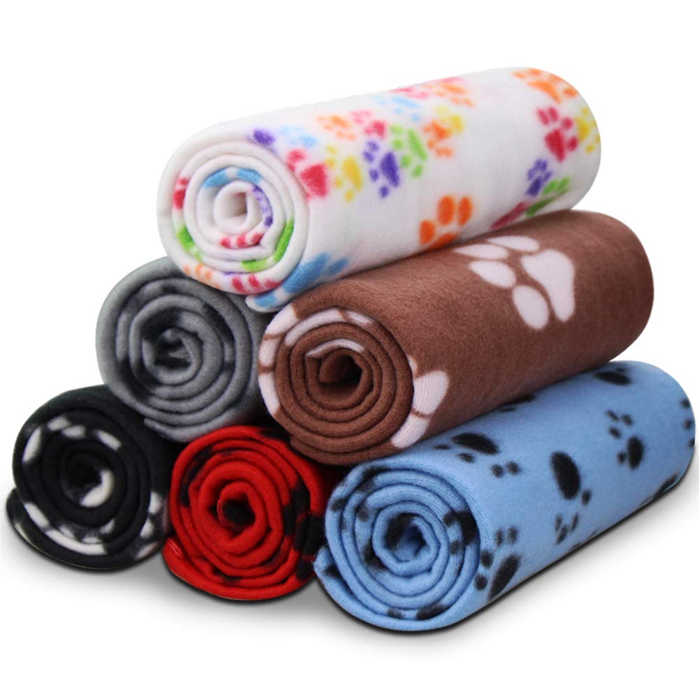 Comsmart Dog Blankets six-pack paw-print group offers cozy warmth for small pets.
