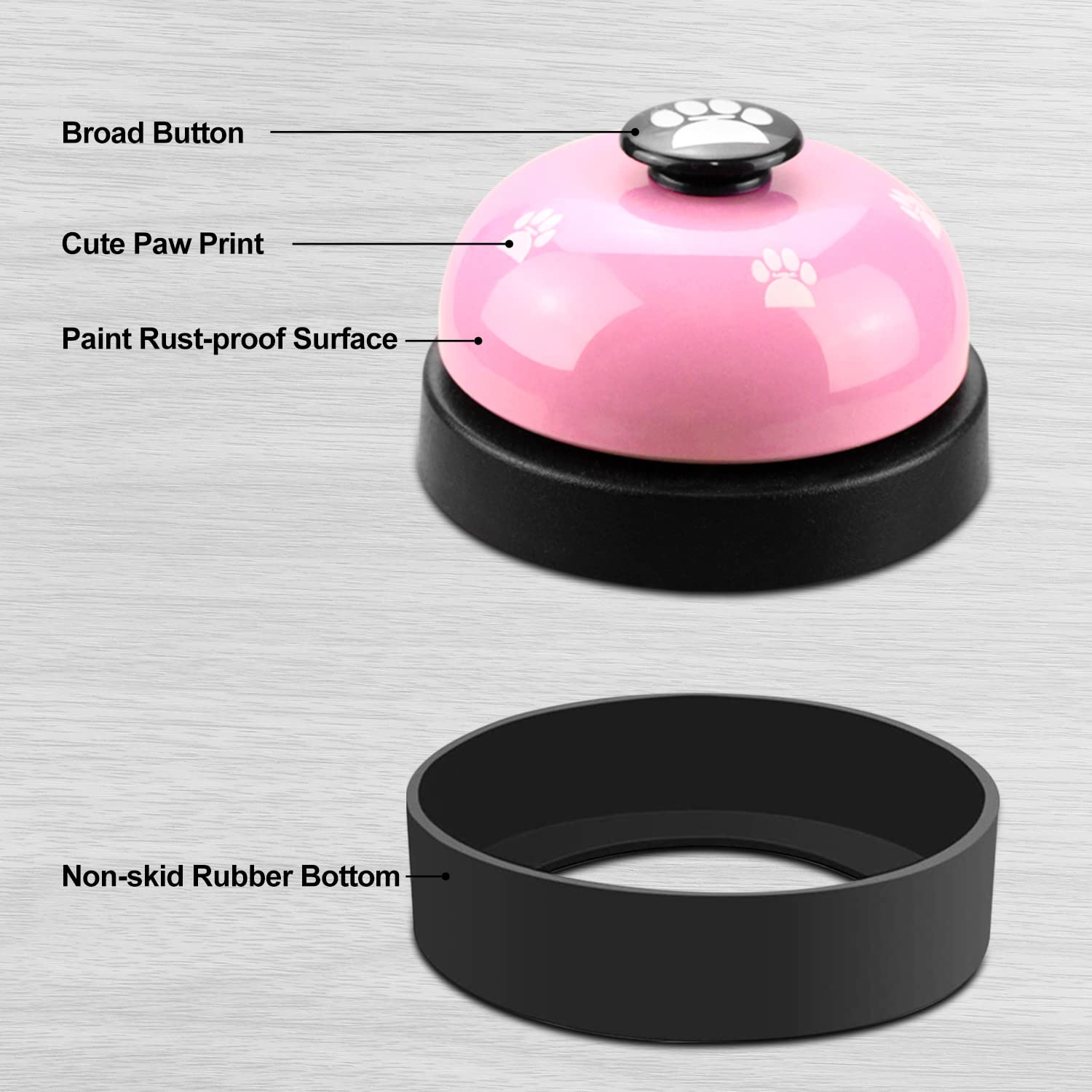 Comsmart puppy potty bells close-up shows pawprint motif and rust-resistant paint.