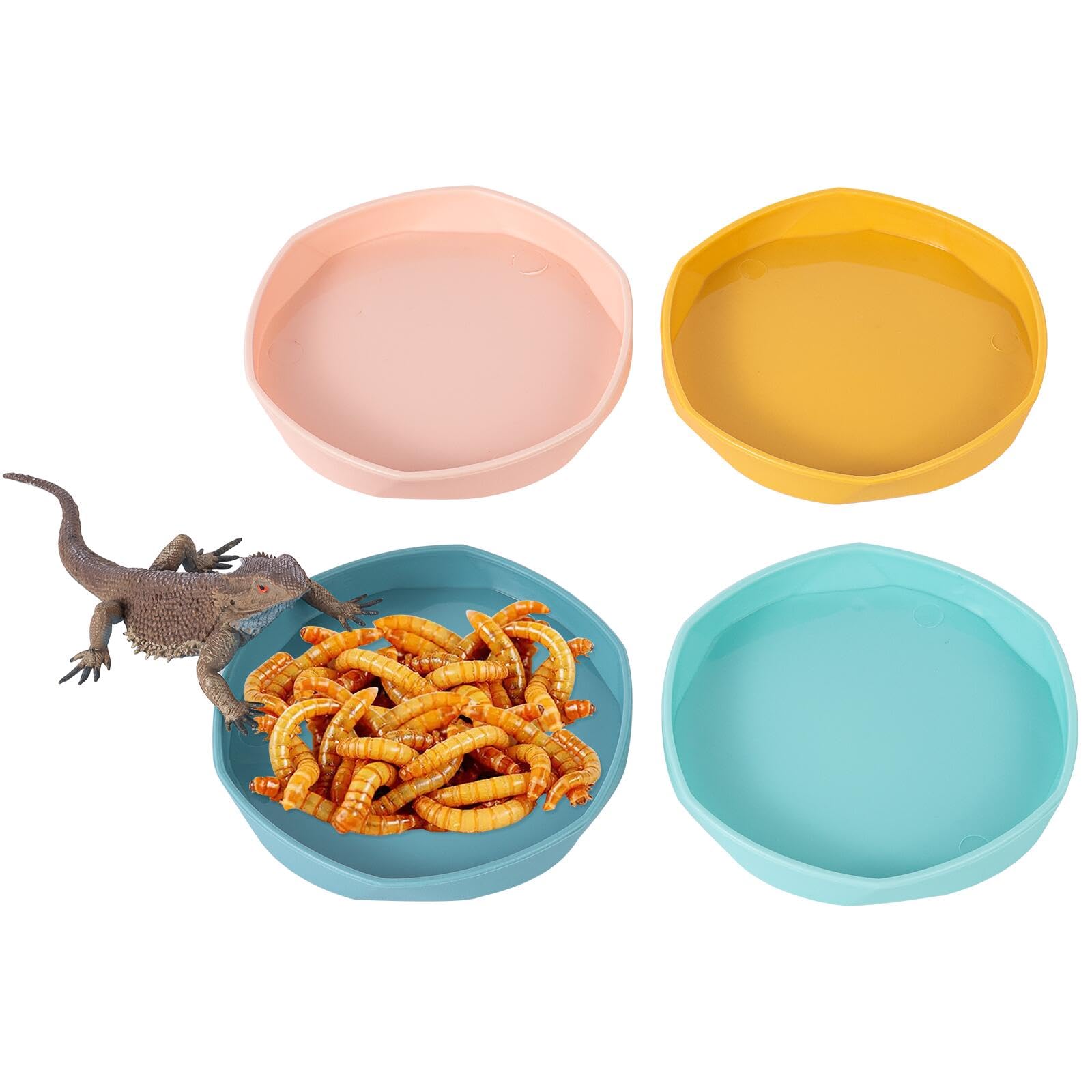 COMSUN four-pack reptile dish blue close-up for clean feeding in small habitats