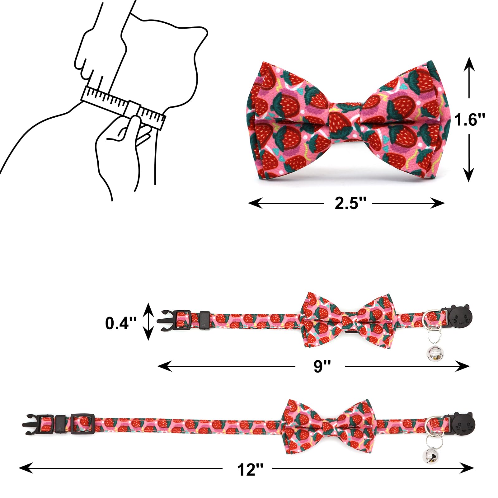 Close-up of COMSUN Bowie bow collar showing durable polyester and vibrant color.