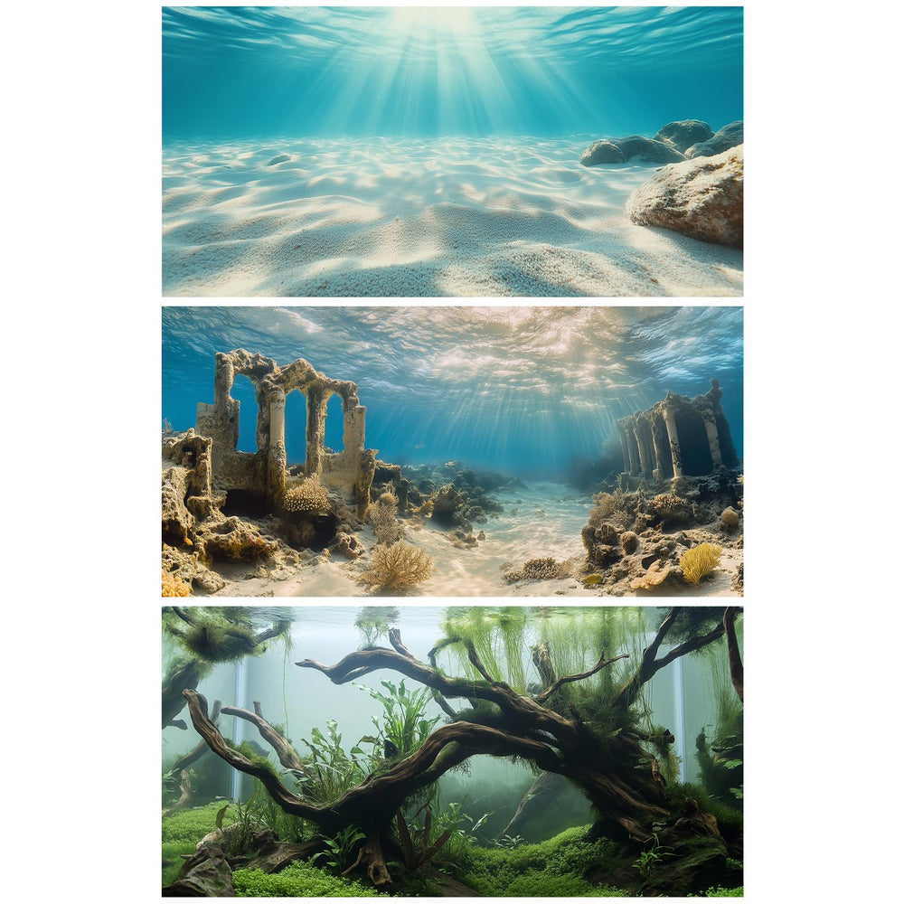 COMSUN aquarium background with undersea ruins for immersive tank scenery.