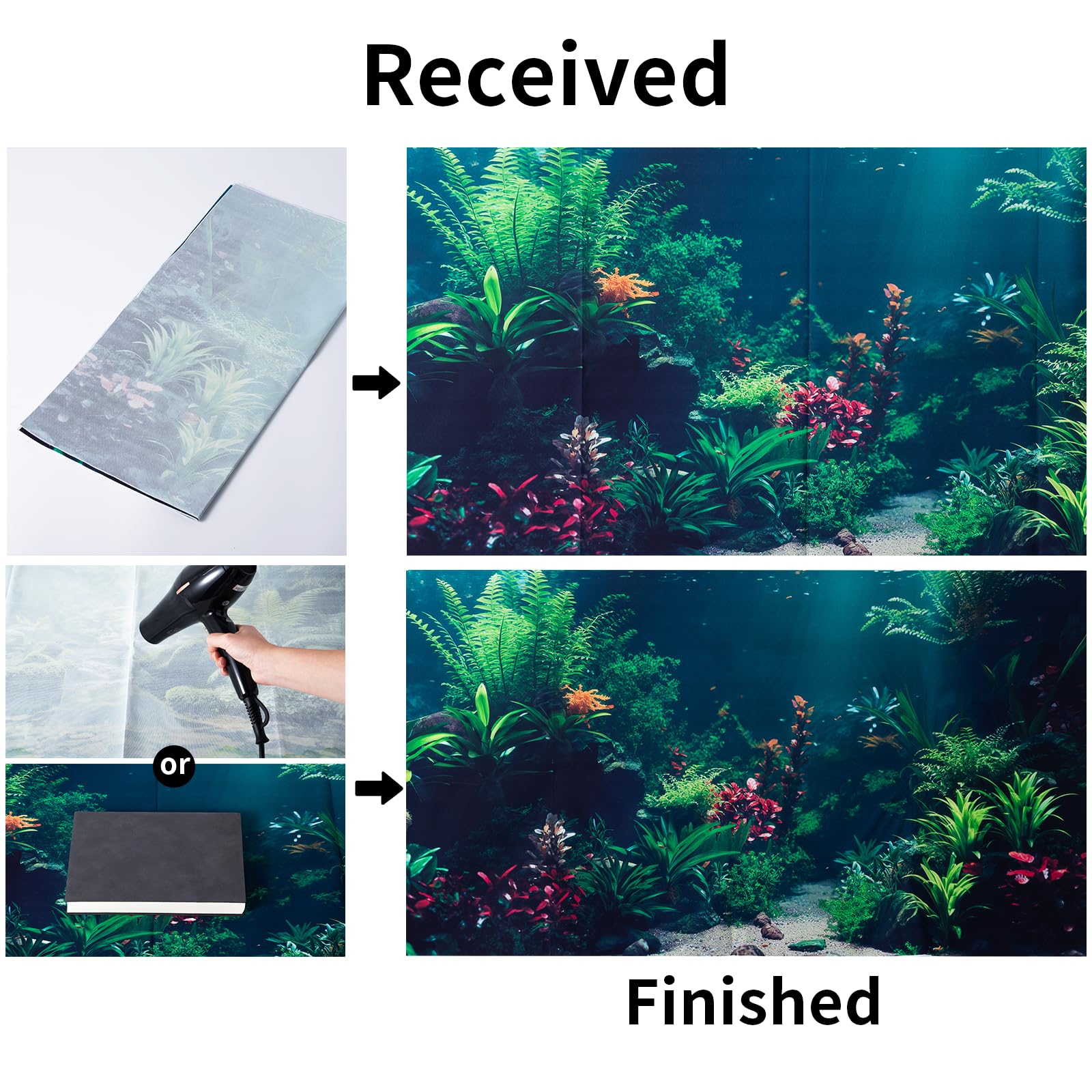 COMSUN aquarium background underwater-plants-forest enriches scenery for engaging pet observation.