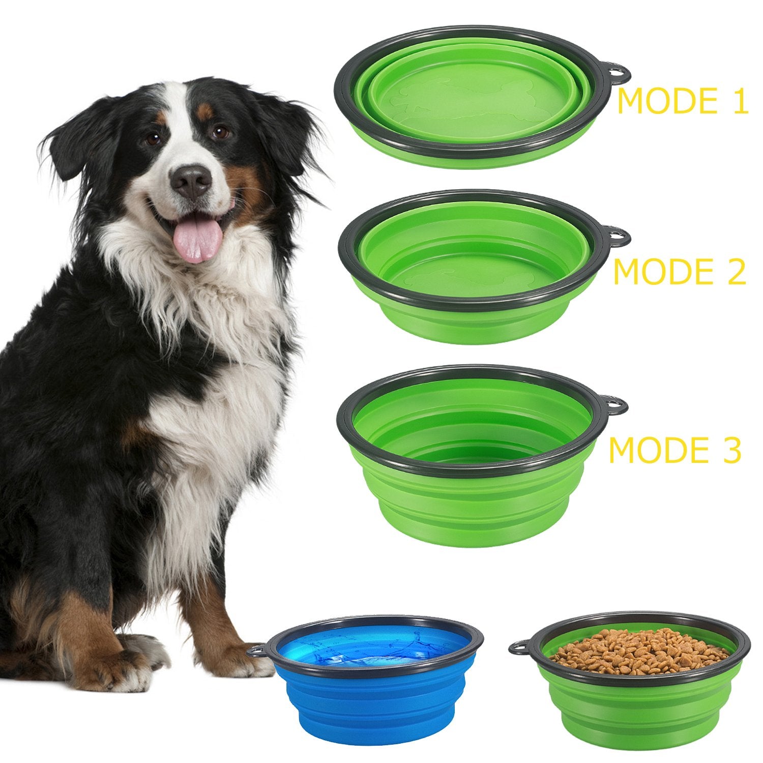COMSUN collapsible dog bowl large green folded compact for easy packing.