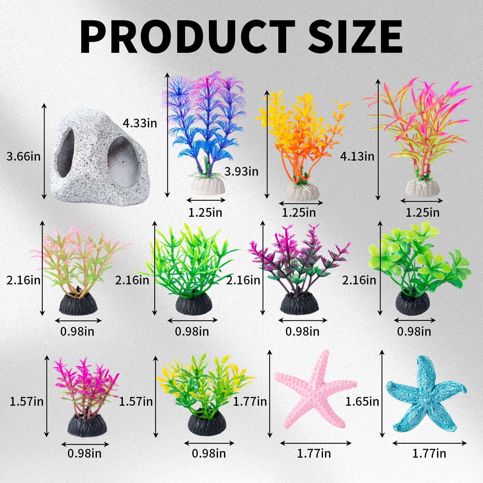 COMSUN medium plastic aquarium plants add color and cover to reduce stress.