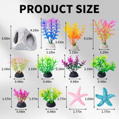 COMSUN medium plastic aquarium plants add color and cover to reduce stress.