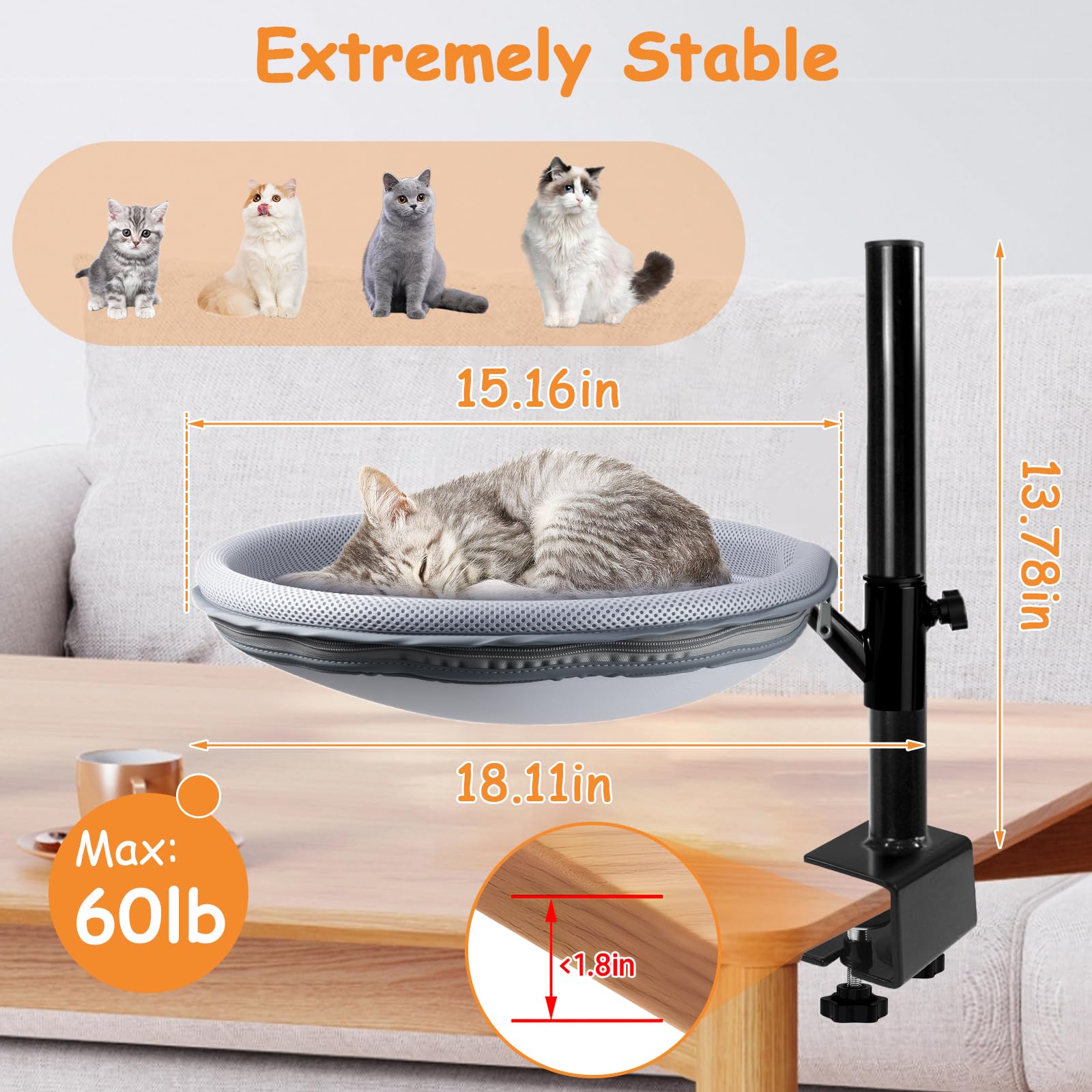 COMTAR desk-bed clamp-on setup for desks up to 2.5 inches thick.