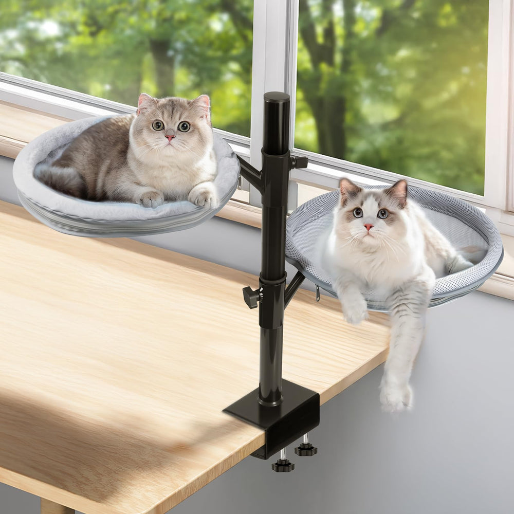 COMTAR large cat desk bed rotation shows a 360-degree perch for monitoring your workspace.