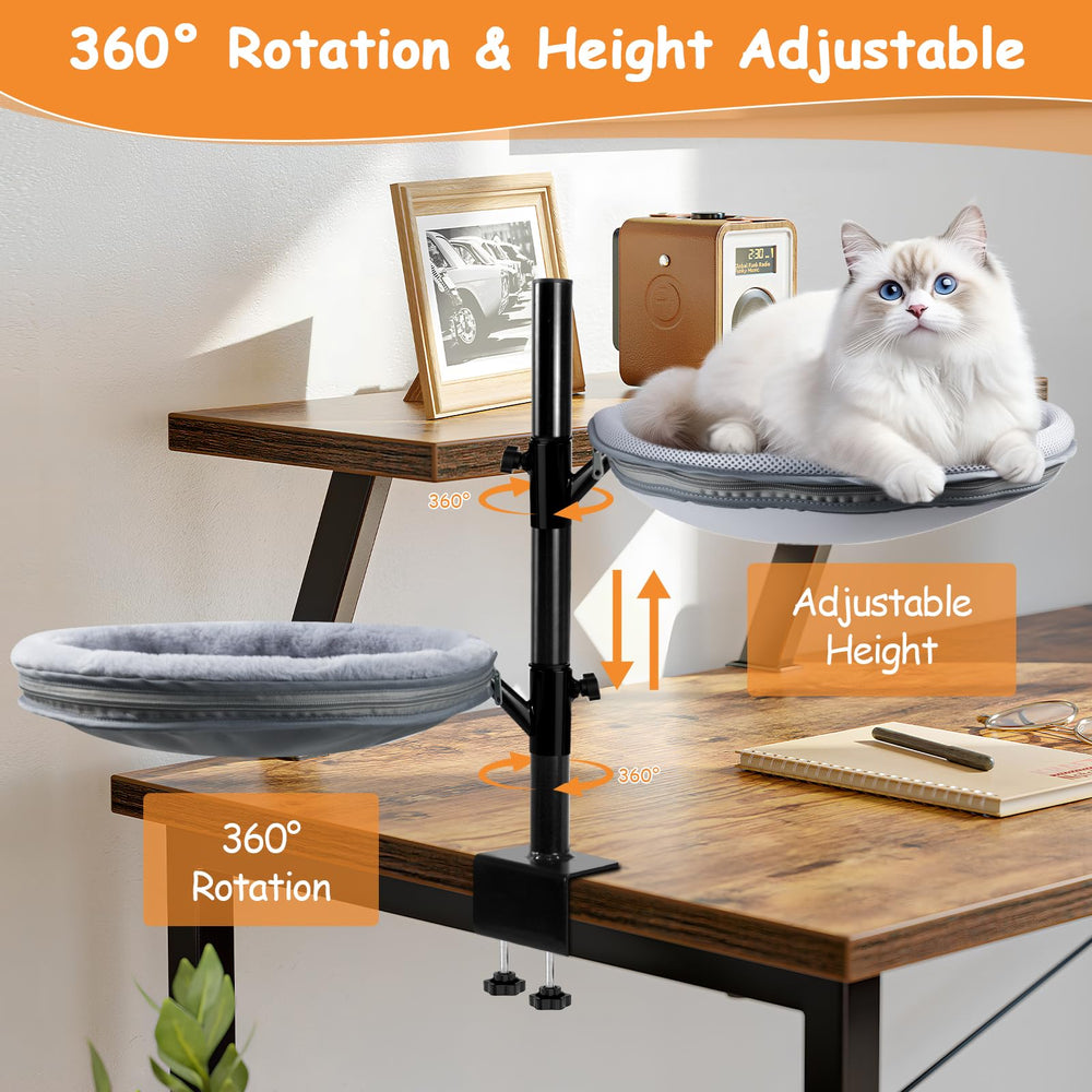 COMTAR large cat desk bed two-bed setup for multi-cat households.