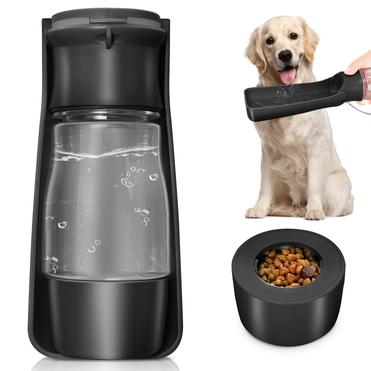 COMTENS dog water bottle collapsible open view for easy on-the-go hydration