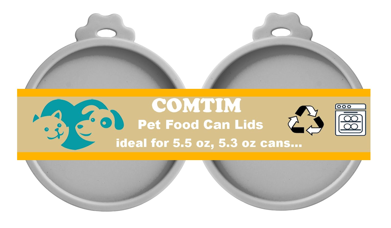 Comtim cat can cover grey seals 5.5 oz cans, preserving fresh wet food.
