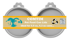 Comtim cat can cover grey seals 5.5 oz cans, preserving fresh wet food.