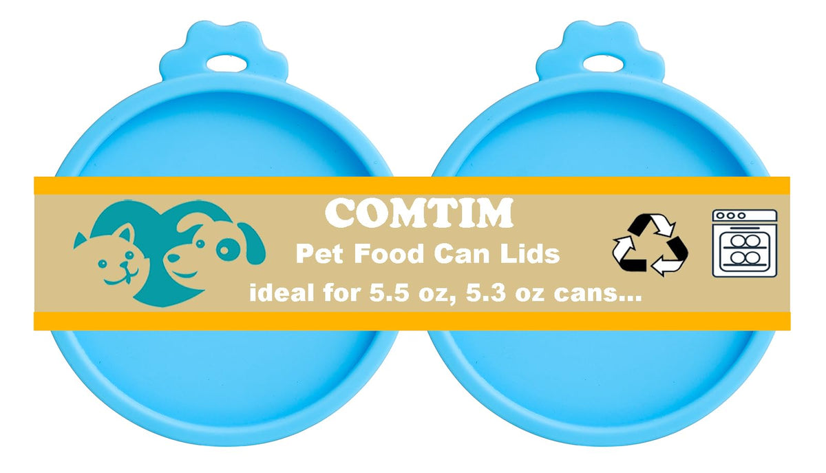 Comtim cat food can lid closeup demonstrates airtight seal for fresh, moist wet food.