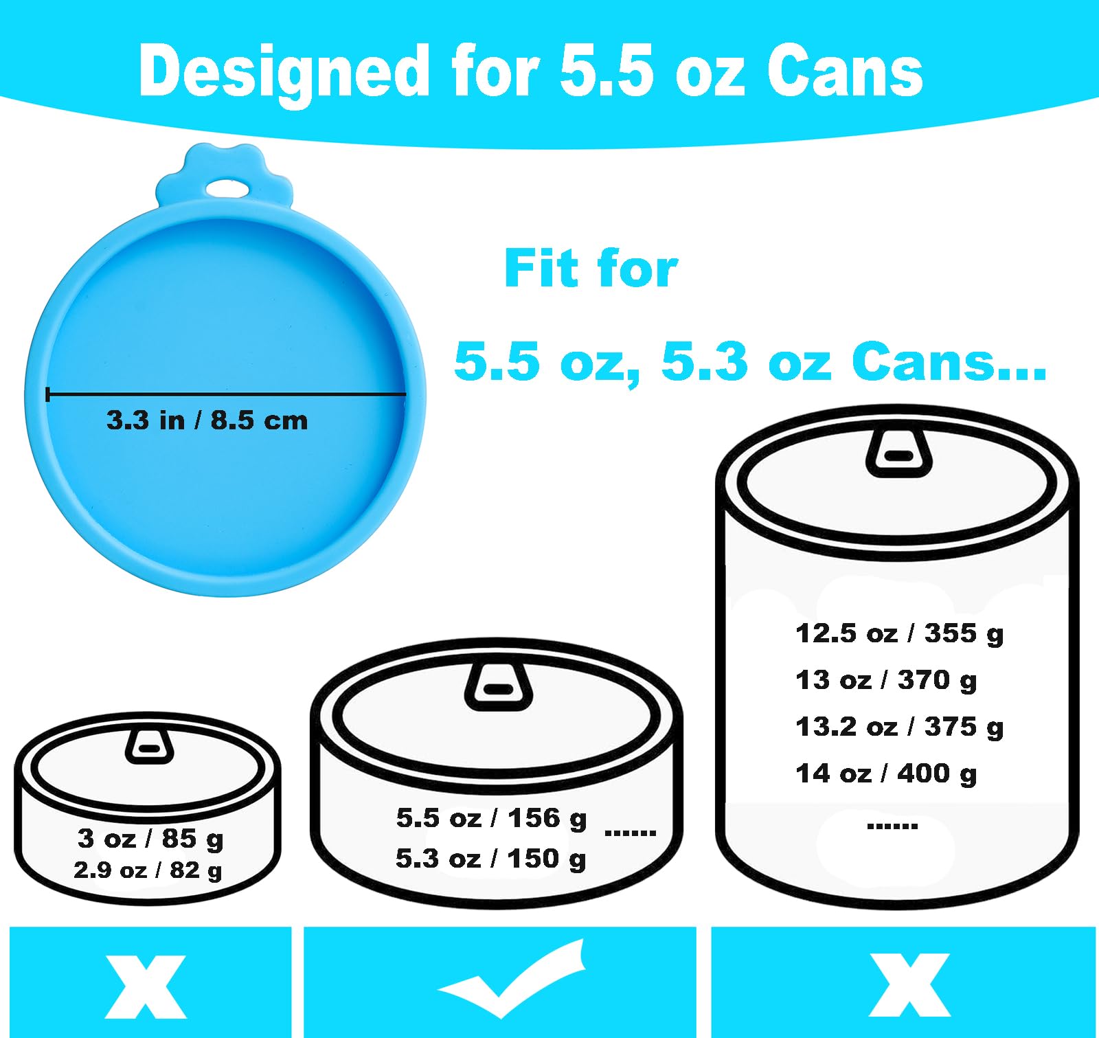 Comtim cat can lid on 5.5 oz can shows secure fit and spill-free storage.