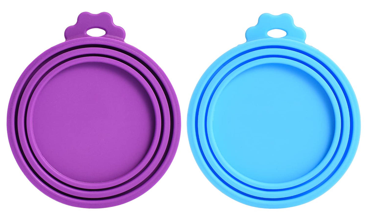 Comtim universal-size pet can cover blue fits three can sizes for fresher leftovers