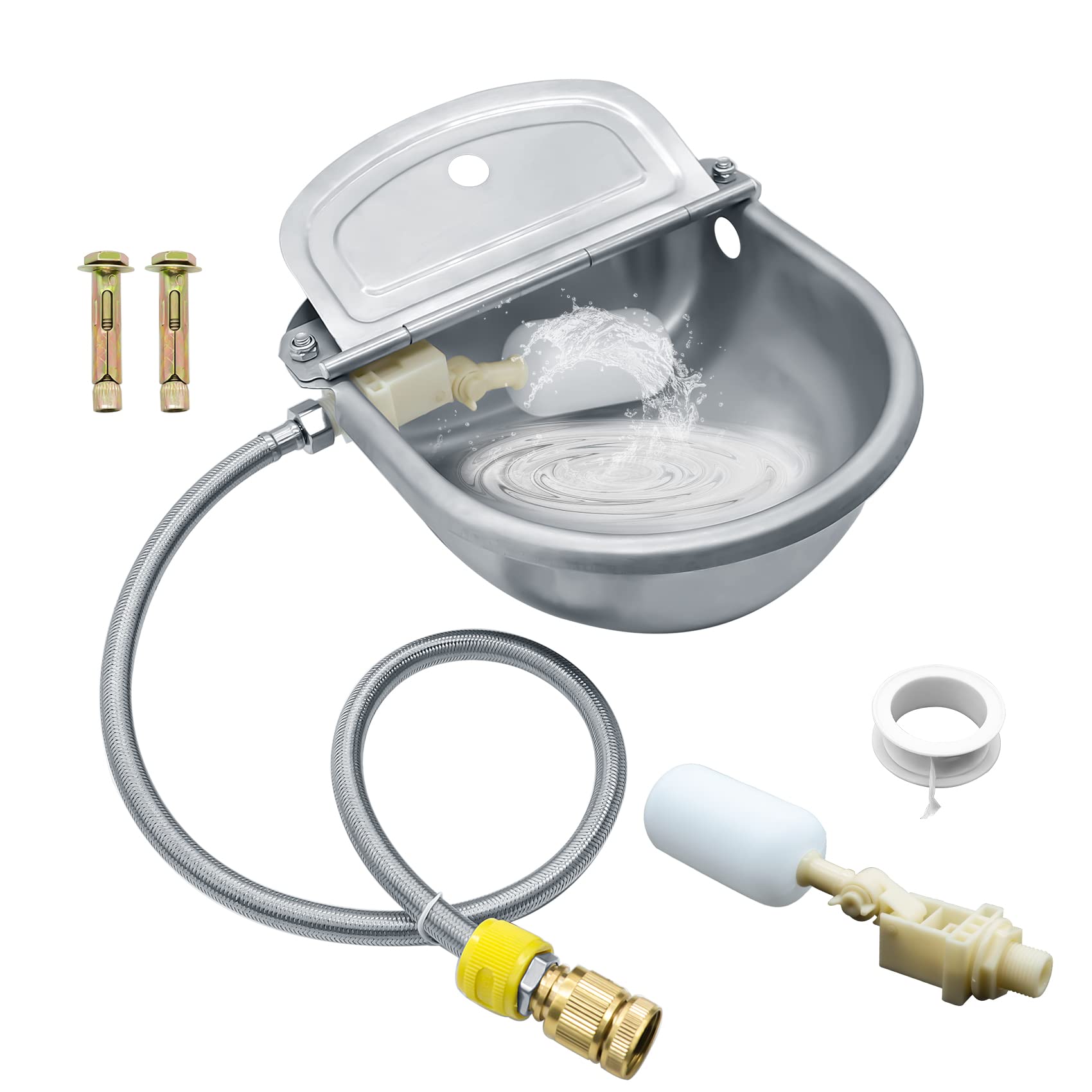 COMVIEE automatic water bowl closeup shows stainless steel finish for durable hydration