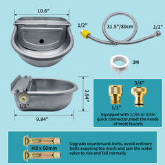 COMVIEE waterer 304 stainless steel closeup highlights rust resistance and easy cleaning