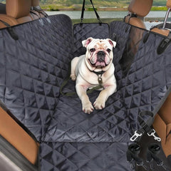 Comwish dog seat cover full back seat protects upholstery during travel.