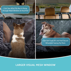Comwish dog seat cover mesh window improves airflow and calms dogs.