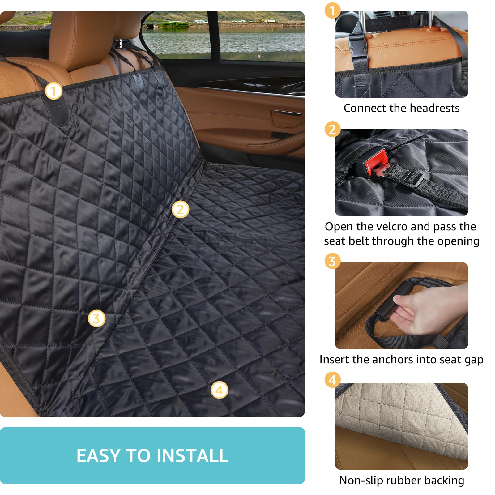 Comwish non-slip backing and anchors keep dogs secure during braking.