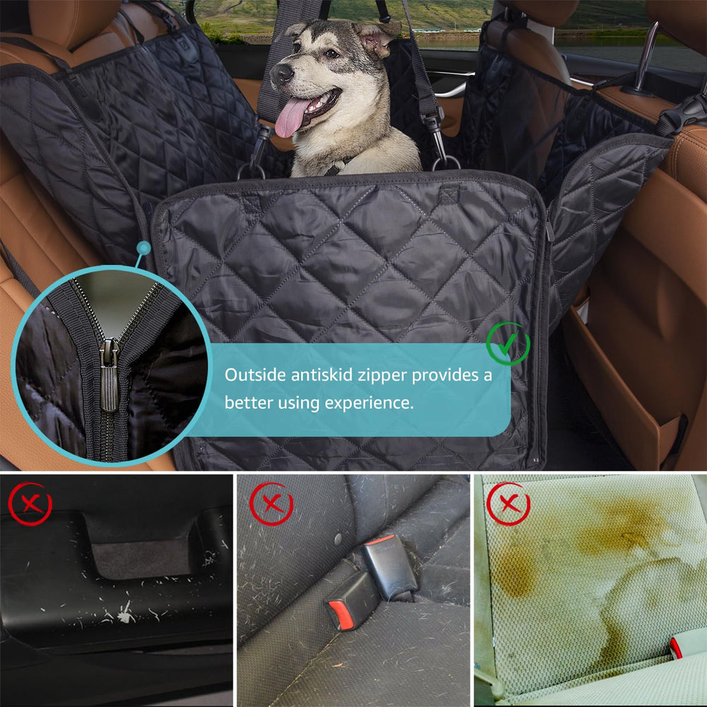 Comwish dog seat cover side flaps guard doors and ease entry.
