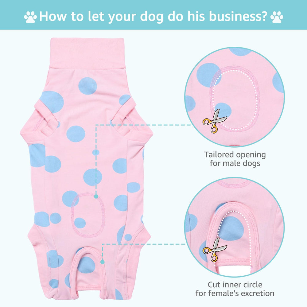 Comwish pink belly-cut design with pee openings for male and female dogs.