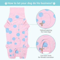 Comwish pink belly-cut design with pee openings for male and female dogs.