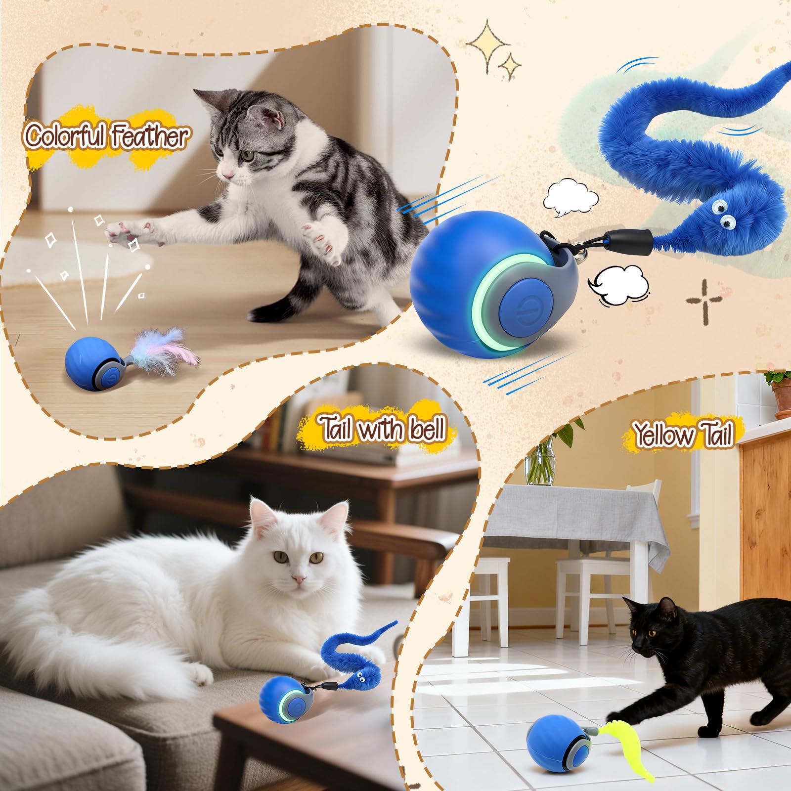 CONAMEI interactive cat toys ball blue indoor-play keeps cats engaged