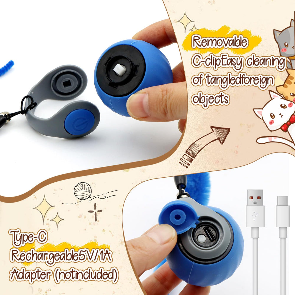 CONAMEI interactive cat toys ball blue bell-tail adds auditory stimulation for cats